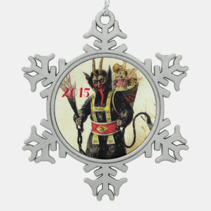 Böser Krampus Schrecklicher Dämon Feiertag Weihnac Schneeflocken Zinn-Ornament