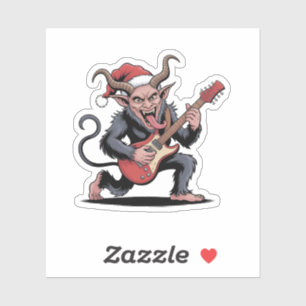 Böser Krampus spielt E-Gitarre elektrische Musik W Aufkleber