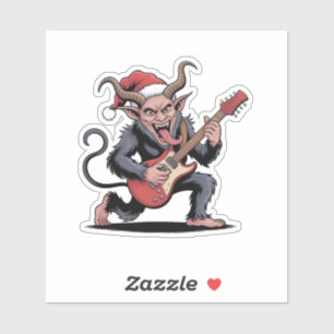 Böser Krampus spielt elektrische Gitarrenmusik zu  Aufkleber