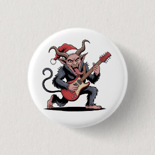 Böser Krampus spielt elektrische Gitarrenmusik zu Button