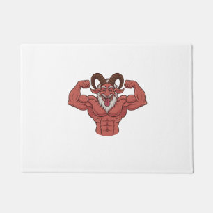 Böser Krampus Weihnachten Flexing Muskeln Fitness  Fußmatte