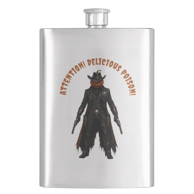 Böser Kürbis-Sheriff-Cowboy Jack-o'-Lantern Gr Flachmann (Vorderseite)