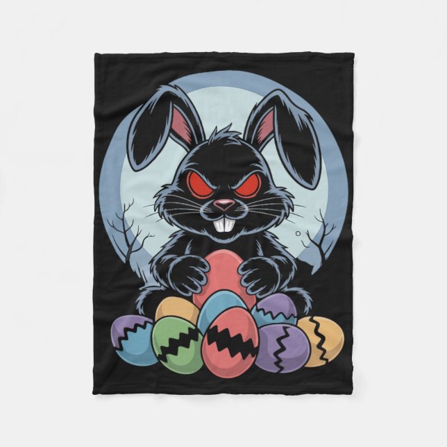 Böser Osterhase Gruseliger Horror-Hase Rote Augen  Fleecedecke (Vorderseite)