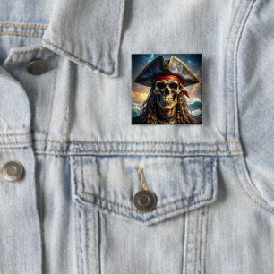 Böser Piratenschädel-Knopf Button