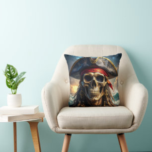 Böser Piratenschädel-Wurfkissen Kissen