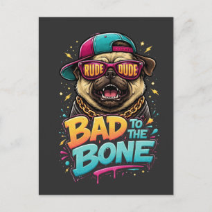 Böser Pug — Ruder Typ Streetwear-Design Postkarte