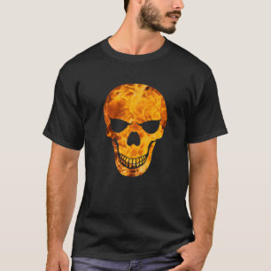 Böser Schädel mit Flammen. Devil Hell Hexenmeister T-Shirt