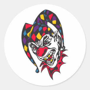 böser, verrückter Narr-Clown Runder Aufkleber