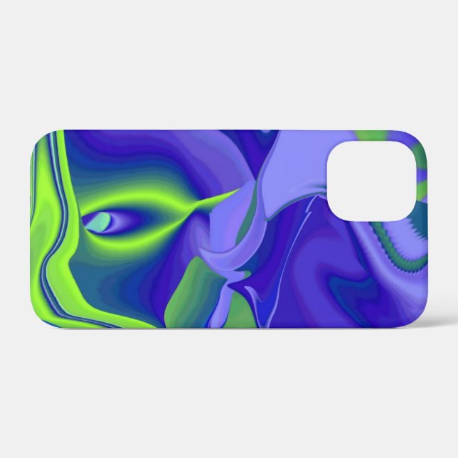 Böses Auge, 3D Abstrakt in grün blau lila Case-Mate iPhone Hülle (Rückseite (Horizontal))