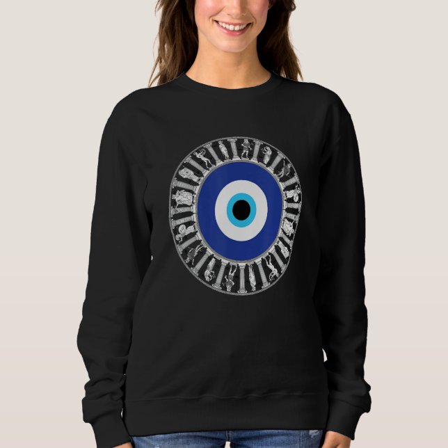 Böses Auge im griechischen Schlüsselzirkel griechi Sweatshirt (Vorderseite)
