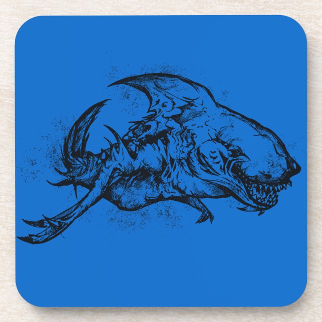 Böses Hai in Schwarz Untersetzer (Vorderseite)