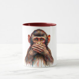 Böses Nicht Reden-Affe-Wasserfarben-Kunst Tasse