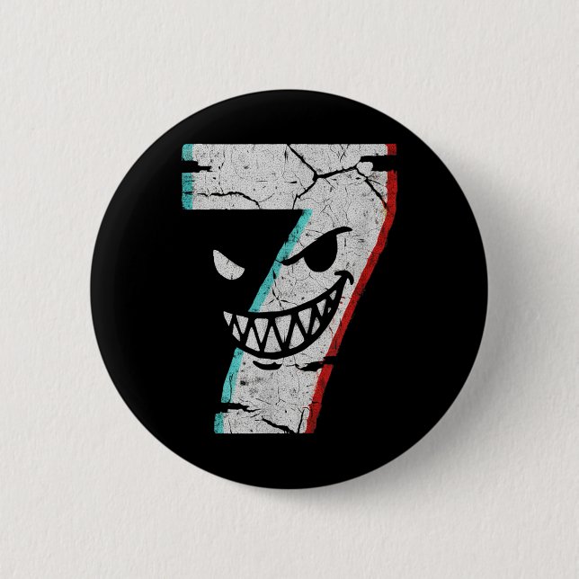 Böses Nummer 7 Shirt - 7 Ate 9 Scherz 67 Meme Hall Button (Vorderseite)