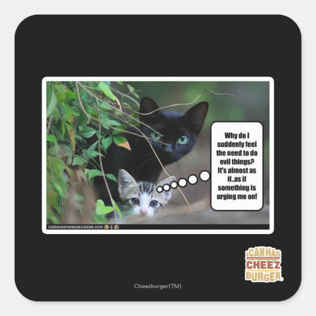 Böses Quadratischer Aufkleber (Vorderseite)