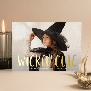 Böses süßes Halloween-Foto Folien Feiertagskarte