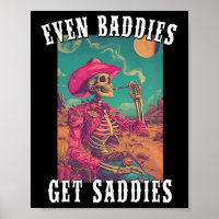 Bösewichte bekommen Traurige Vintage-Cowboy-Skelet