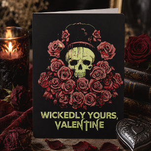 Boshaft Dein Totenkopf & Rosen Gothic Valentinstag Feiertagskarte