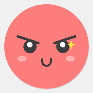 Boshaftes Gesicht mit schlechtem Schein Runder Aufkleber