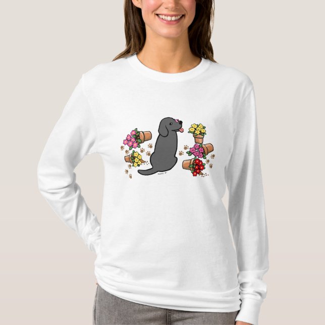 Boshaftes schwarzes Labrador T-Shirt (Vorderseite)