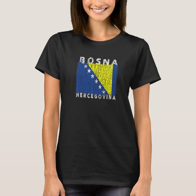 Bosnia and Herzegovina Flag Used Look For Bosnians T-Shirt (Vorderseite)
