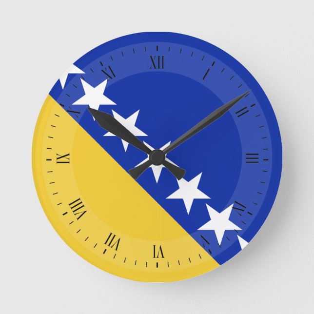 Bosnia Flag Runde Wanduhr (Vorderseite)