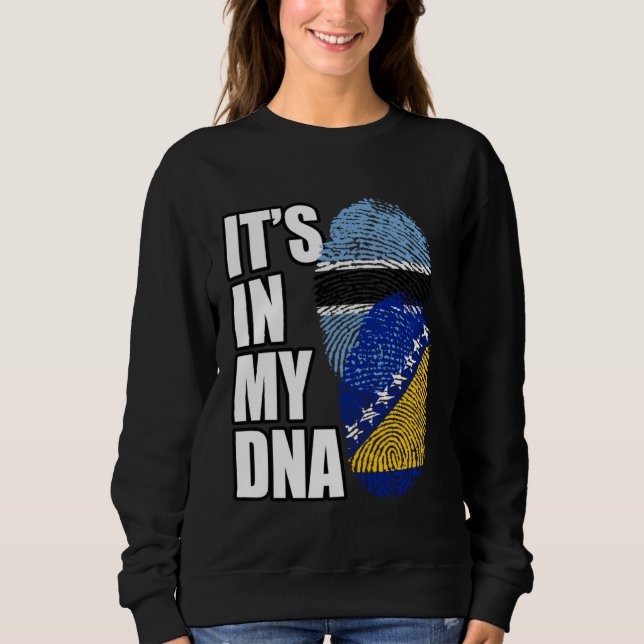 Bosnian And Botswanan Mix DNA Flag Heritage Sweatshirt (Vorderseite)