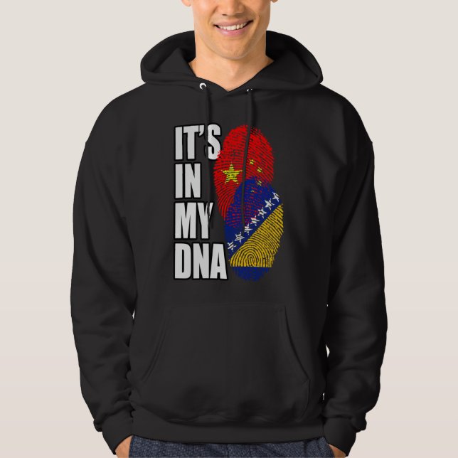 Bosnian And Chinese Mix DNA Flag Heritage Hoodie (Vorderseite)