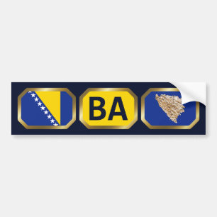 Bosnien Herzegowina Flagge Karte Code Aufkleber Autoaufkleber