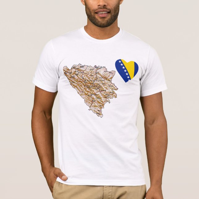 Bosnien-Herzegowinaflaggen-Herz und Karten-T - T-Shirt (Vorderseite)