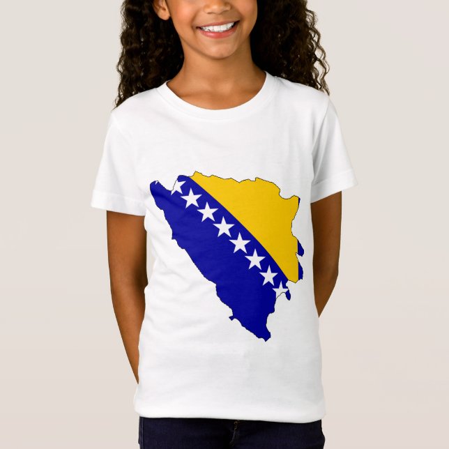 Bosnien-Herzegowinaflaggen-Karte Größengleich T-Shirt (Vorderseite)