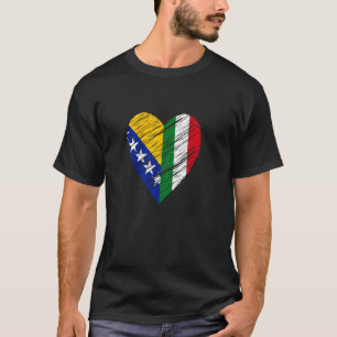 Bosnien Italien Herz Italienische Flagge Bosnische T-Shirt