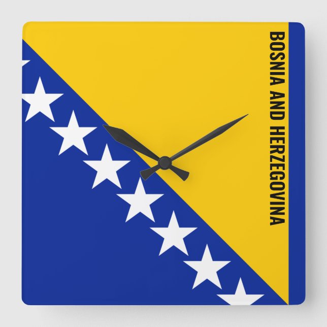 Bosnien und Herzegowina Flag Dazzling Patriotic Quadratische Wanduhr (Vorderseite)