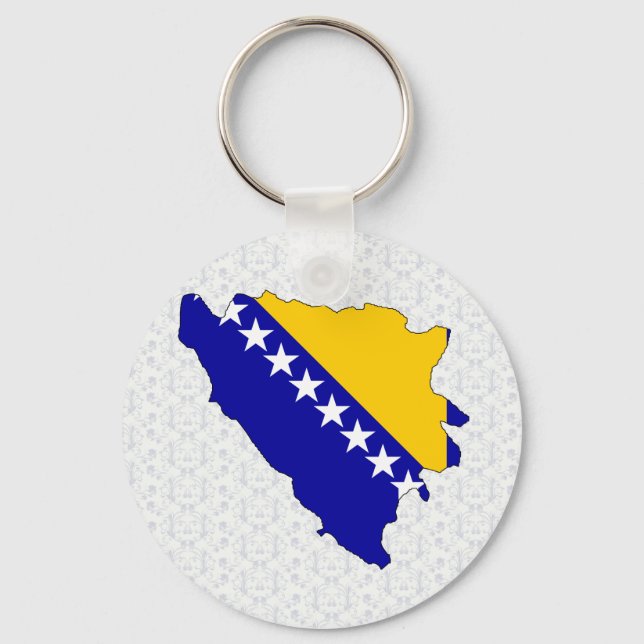 Bosnien und Herzegowina - Flag-Karte Schlüsselanhänger (Vorderseite)