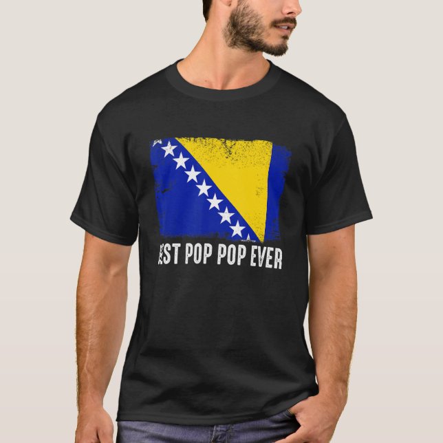 Bosnien und Herzegowina Flaggen Bester Pop Pop je  T-Shirt (Vorderseite)