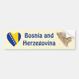 Bosnien und Herzegowina Flaggenschwerpunkt + Karte Autoaufkleber