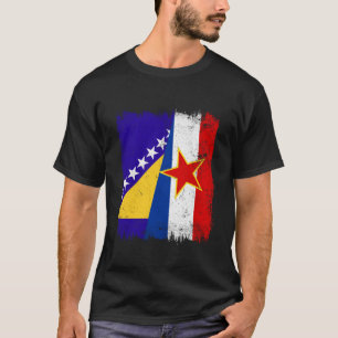 Bosnien und Herzegowina Jugoslawien Halbe Flagge T-Shirt