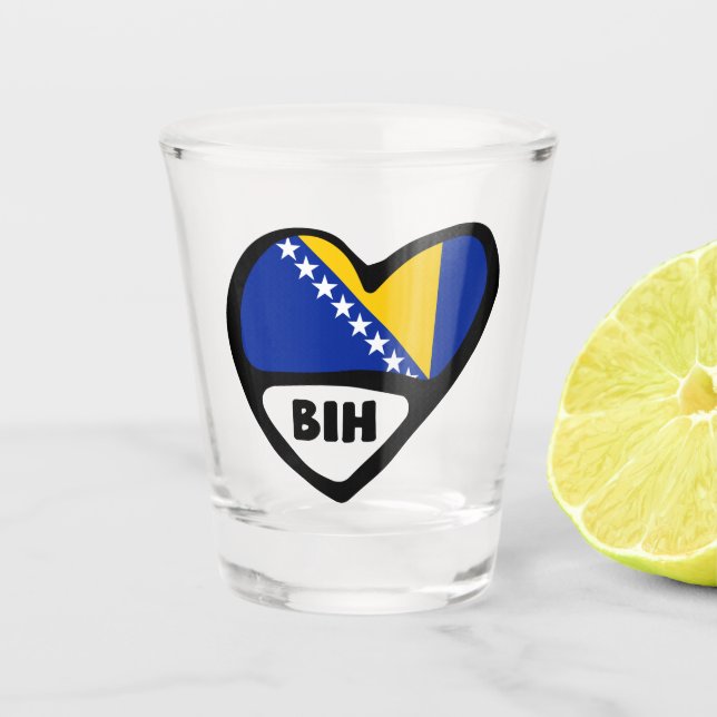 Bosnien und Herzegowina Ländercode Flaggenstaat He Schnapsglas (Vorderseite)