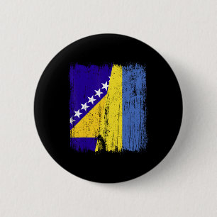Bosnien und Herzegowina Ukraine Halbe Flagge Button
