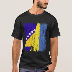 Bosnien und Herzegowina Ukraine Halbe Flagge T-Shirt
