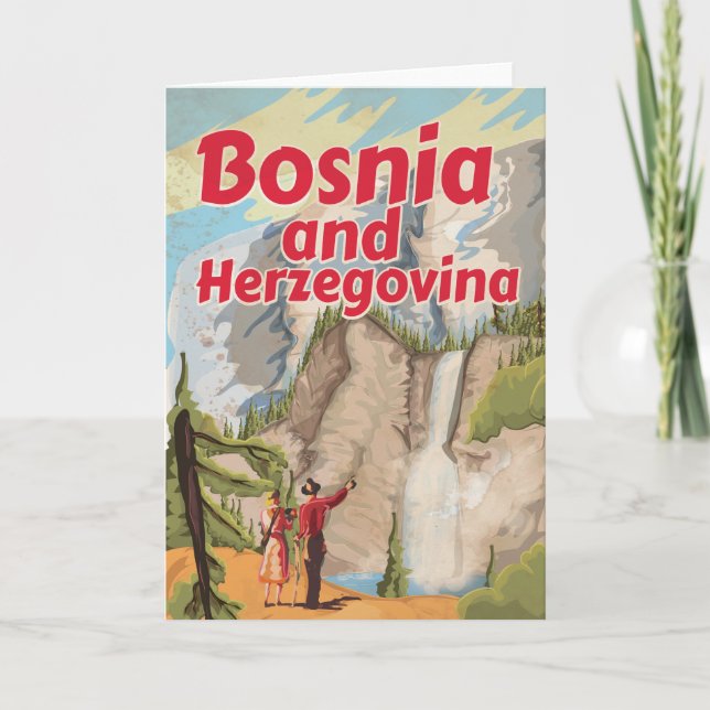 Bosnien und Herzegowina Vintage Travel Poster Feiertagskarte (Vorderseite)