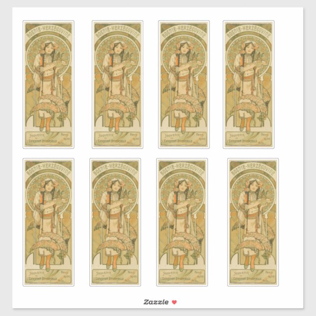 Bosnien und Herzegowina von Alphonse Mucha (1900) Aufkleber (Blatt)