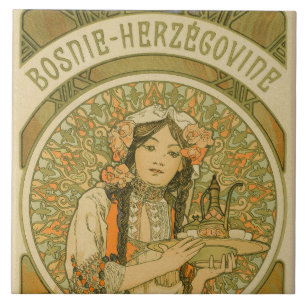 Bosnien und Herzegowina von Alphonse Mucha (1900) Fliese