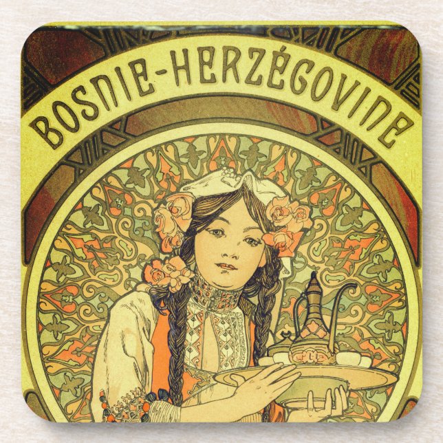 Bosnien und Herzegowina von Alphonse Mucha 1900 Getränkeuntersetzer (Vorderseite)