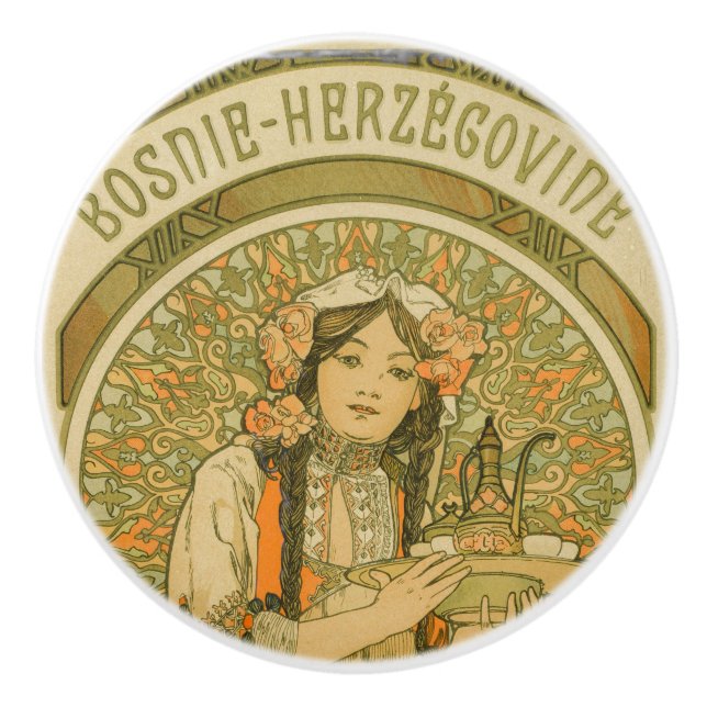Bosnien und Herzegowina von Alphonse Mucha (1900) Keramikknauf (Vorderseite)