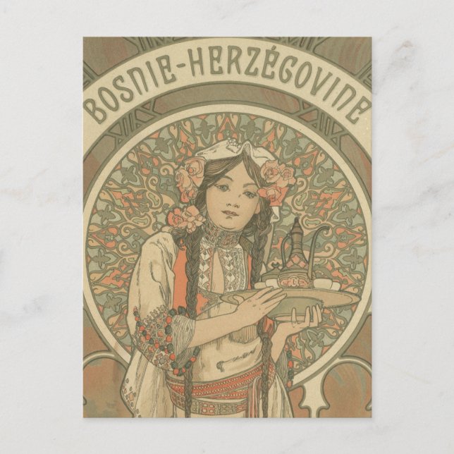 Bosnien und Herzegowina von Alphonse Mucha (1900) Postkarte (Vorderseite)