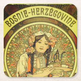 Bosnien und Herzegowina von Alphonse Mucha 1900 Rechteckiger Pappuntersetzer