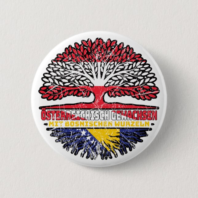 Bosnisch Österreichisch Österreich Baum Button (Vorderseite)