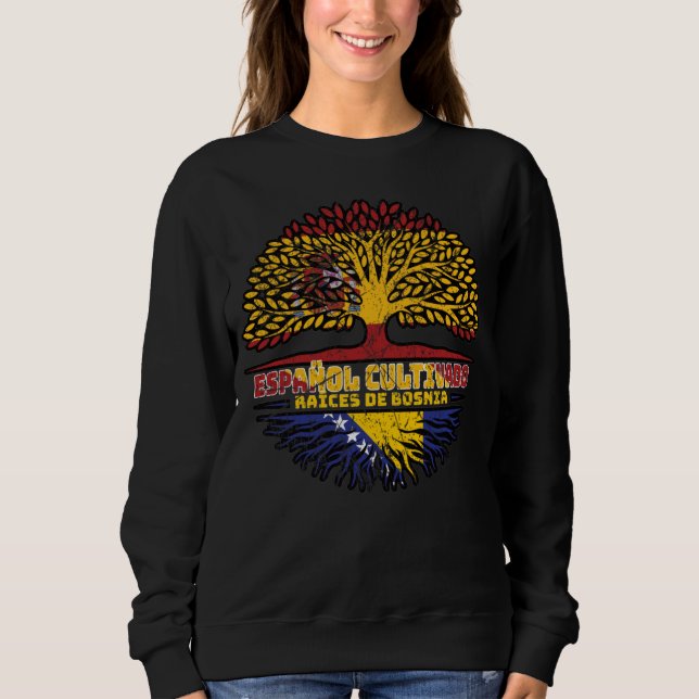 Bosnisch-Spanien-Roots-Fahne Sweatshirt (Vorderseite)