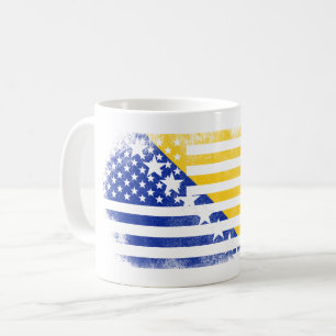 Bosnische amerikanische Flagge Bosnien und Kaffeetasse