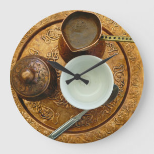 Bosnische Kaffee-Set-Wanduhr Große Wanduhr